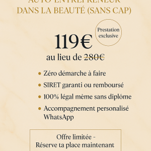 Statut auto-entrepreneur beauté SANS CAP – Création express